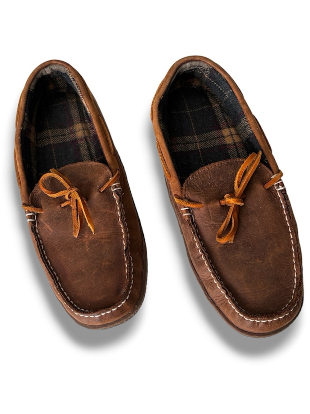 L.L. Bean Men’s Handsewn Flannel-Lined Leather Slippers Moccasins - Size 10M